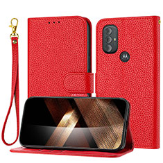 Leather Case Stands Flip Cover Holder Y09X for Motorola Moto G Power (2022) Red