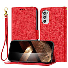 Leather Case Stands Flip Cover Holder Y09X for Motorola Moto G41 Red