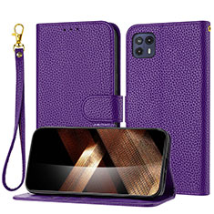 Leather Case Stands Flip Cover Holder Y09X for Motorola Moto G50 5G Purple