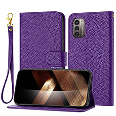 Leather Case Stands Flip Cover Holder Y09X for Nokia G11 Purple