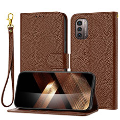Leather Case Stands Flip Cover Holder Y09X for Nokia G21 Brown