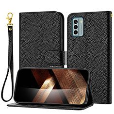 Leather Case Stands Flip Cover Holder Y09X for Nokia G22 Black