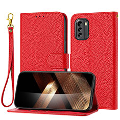 Leather Case Stands Flip Cover Holder Y09X for Nokia G60 5G Red