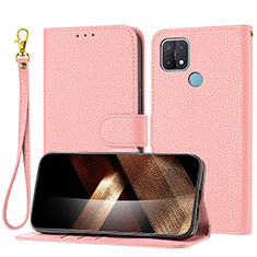 Leather Case Stands Flip Cover Holder Y09X for Oppo A35 Rose Gold