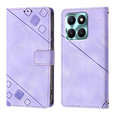 Leather Case Stands Flip Cover Holder YB1 for Huawei Honor X6a Purple