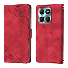 Leather Case Stands Flip Cover Holder YB1 for Huawei Honor X6a Red