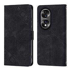 Leather Case Stands Flip Cover Holder YB1 for Huawei Honor X7b Black