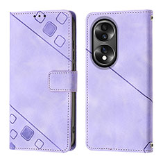 Leather Case Stands Flip Cover Holder YB1 for Huawei Honor X7b Purple