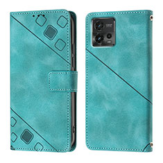 Leather Case Stands Flip Cover Holder YB1 for Motorola Moto G72 Green