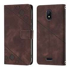 Leather Case Stands Flip Cover Holder YB1 for Nokia C100 Brown