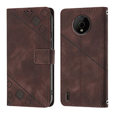 Leather Case Stands Flip Cover Holder YB1 for Nokia C200 Brown
