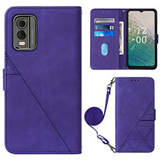 Leather Case Stands Flip Cover Holder YB1 for Nokia C210 Purple