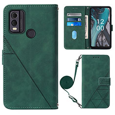 Leather Case Stands Flip Cover Holder YB1 for Nokia C22 Green