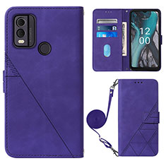 Leather Case Stands Flip Cover Holder YB1 for Nokia C22 Purple