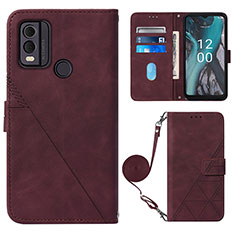 Leather Case Stands Flip Cover Holder YB1 for Nokia C22 Red