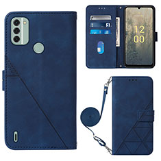 Leather Case Stands Flip Cover Holder YB1 for Nokia C31 Blue