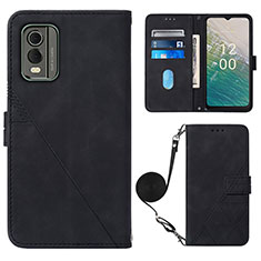 Leather Case Stands Flip Cover Holder YB1 for Nokia C32 Black