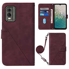 Leather Case Stands Flip Cover Holder YB1 for Nokia C32 Red