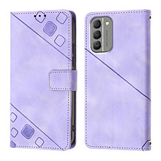 Leather Case Stands Flip Cover Holder YB1 for Nokia G400 5G Purple