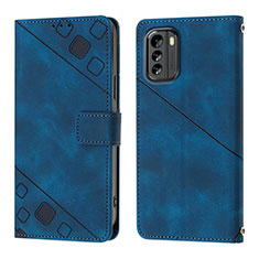 Leather Case Stands Flip Cover Holder YB1 for Nokia G60 5G Blue