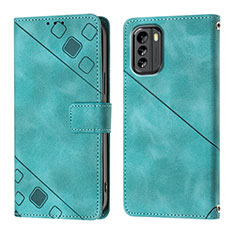 Leather Case Stands Flip Cover Holder YB1 for Nokia G60 5G Green