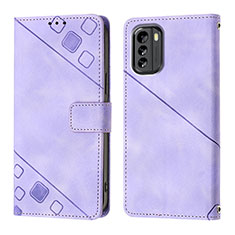 Leather Case Stands Flip Cover Holder YB1 for Nokia G60 5G Purple