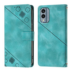 Leather Case Stands Flip Cover Holder YB1 for Nokia X30 5G Green