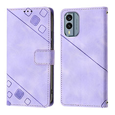 Leather Case Stands Flip Cover Holder YB1 for Nokia X30 5G Purple