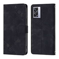 Leather Case Stands Flip Cover Holder YB1 for OnePlus Nord N300 5G Black