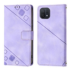 Leather Case Stands Flip Cover Holder YB1 for Oppo A16K Purple