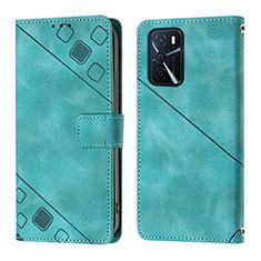Leather Case Stands Flip Cover Holder YB1 for Oppo A54s Green