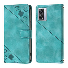 Leather Case Stands Flip Cover Holder YB1 for Oppo A57 5G Green