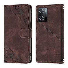 Leather Case Stands Flip Cover Holder YB1 for Oppo A57e Brown
