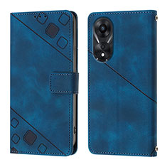 Leather Case Stands Flip Cover Holder YB1 for Oppo A78 5G Blue