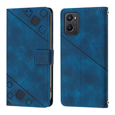 Leather Case Stands Flip Cover Holder YB1 for Oppo A96 4G Blue