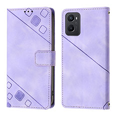 Leather Case Stands Flip Cover Holder YB1 for Oppo A96 4G Purple