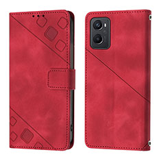 Leather Case Stands Flip Cover Holder YB1 for Oppo A96 4G Red