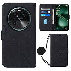 Leather Case Stands Flip Cover Holder YB1 for Oppo Find X6 5G Black
