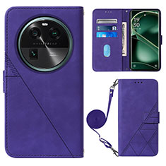 Leather Case Stands Flip Cover Holder YB1 for Oppo Find X6 5G Purple