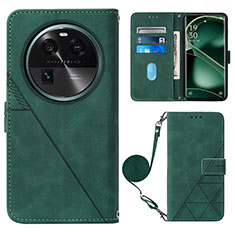 Leather Case Stands Flip Cover Holder YB1 for Oppo Find X6 Pro 5G Green