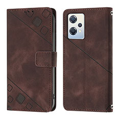 Leather Case Stands Flip Cover Holder YB1 for Oppo K10X 5G Brown