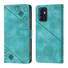 Leather Case Stands Flip Cover Holder YB1 for Oppo Reno6 5G Green
