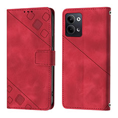 Leather Case Stands Flip Cover Holder YB1 for Oppo Reno9 5G Red