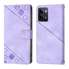 Leather Case Stands Flip Cover Holder YB1 for Oppo Reno9 Pro 5G Purple