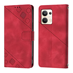 Leather Case Stands Flip Cover Holder YB1 for Oppo Reno9 Pro+ Plus 5G Red