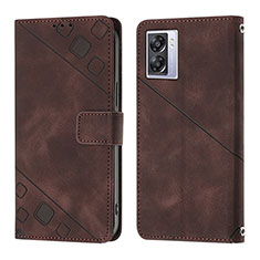 Leather Case Stands Flip Cover Holder YB1 for Realme V23 5G Brown