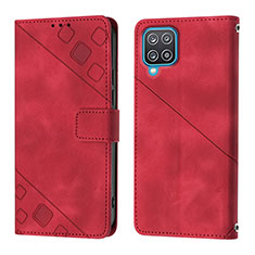Leather Case Stands Flip Cover Holder YB1 for Samsung Galaxy A12 Nacho Red