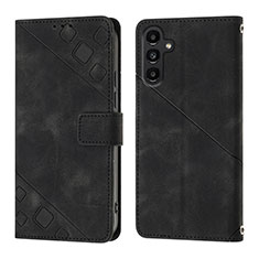 Leather Case Stands Flip Cover Holder YB1 for Samsung Galaxy A14 5G Black