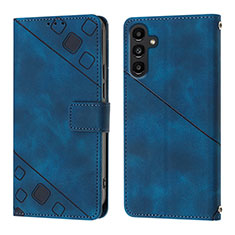 Leather Case Stands Flip Cover Holder YB1 for Samsung Galaxy A14 5G Blue