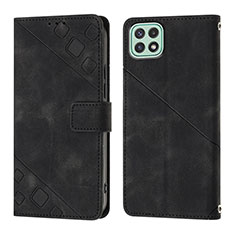 Leather Case Stands Flip Cover Holder YB1 for Samsung Galaxy A22 5G Black